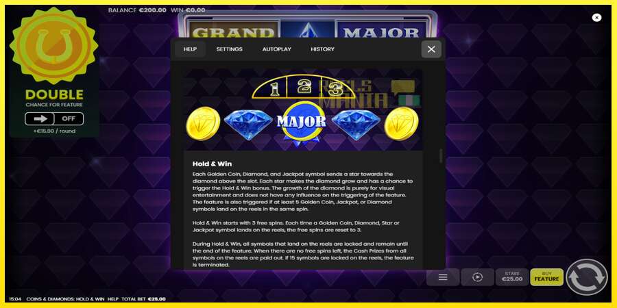 Riktiga pengar med en spelautomat Coins & Diamonds: Hold and Win, bild 6