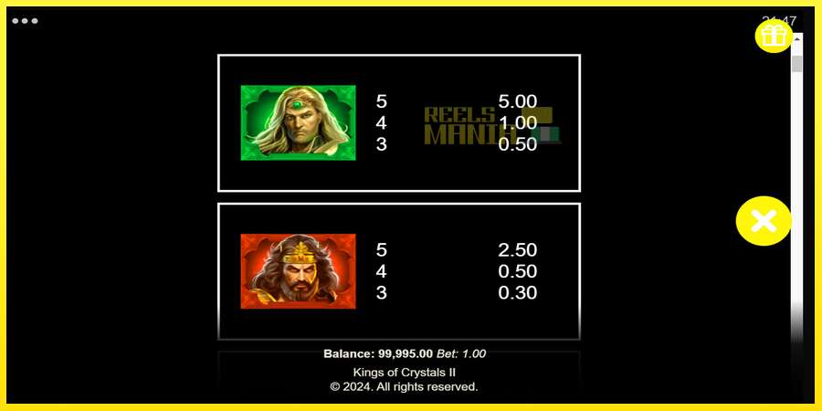 Riktiga pengar med en spelautomat Kings of Crystals II Power Combo, bild 6