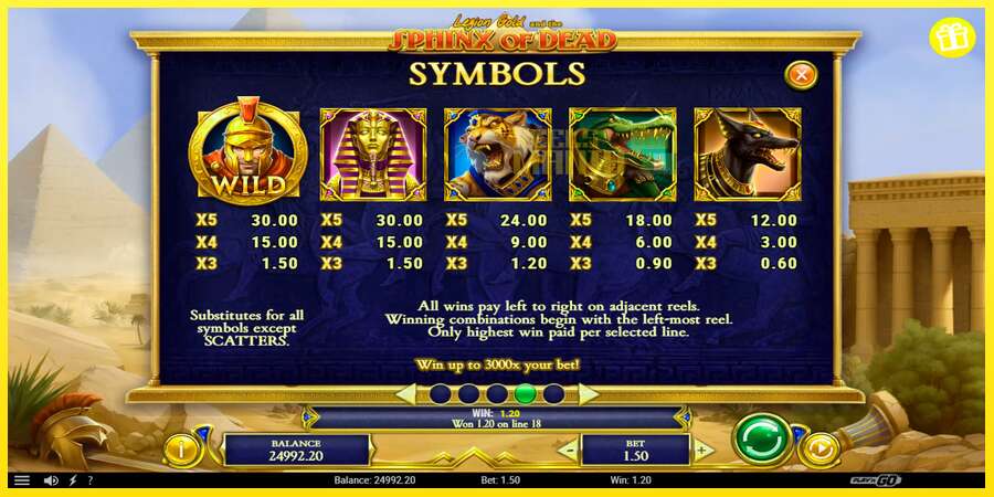 Riktiga pengar med en spelautomat Legion Gold and the Sphinx of Dead, bild 6