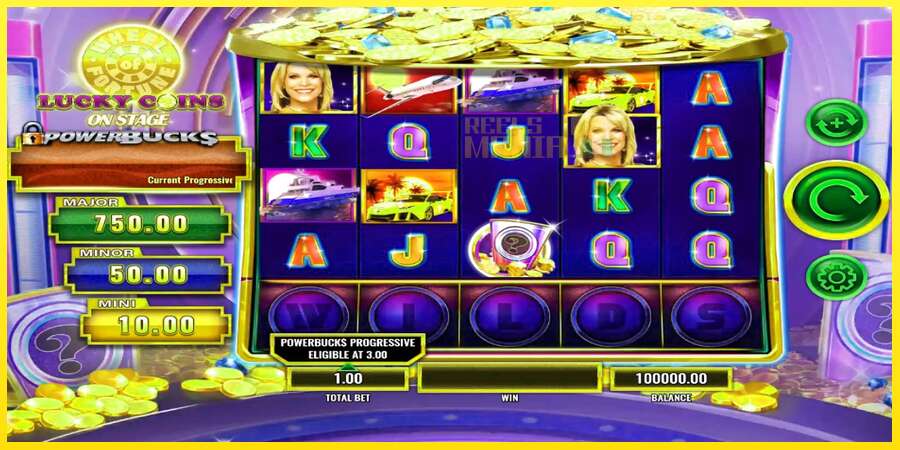 Riktiga pengar med en spelautomat PowerBucks Wheel of Fortune Lucky Coins On Stage, bild 1