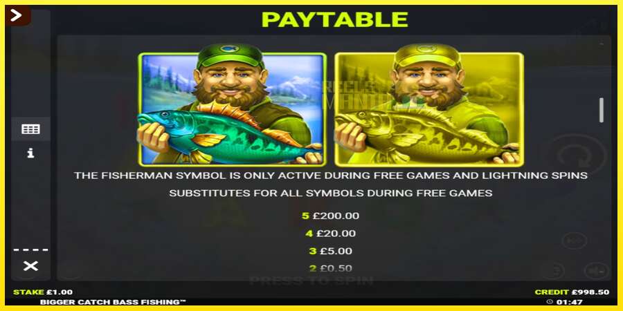 Riktiga pengar med en spelautomat Bigger Catch Bass Fishing Rapid Fire Jackpots, bild 5