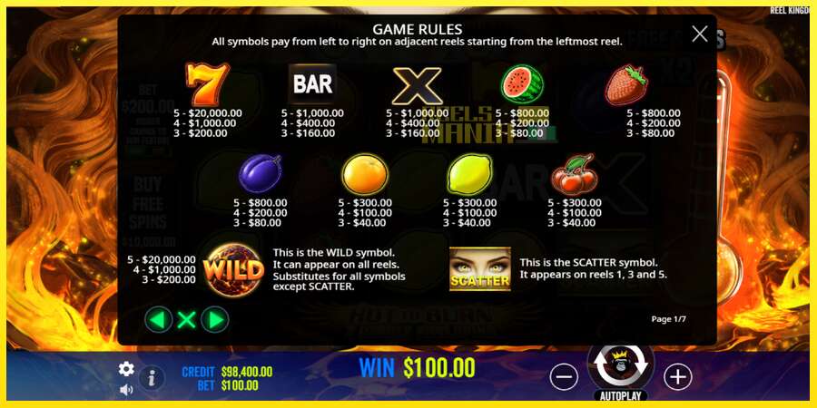 Riktiga pengar med en spelautomat Hot to Burn - 7 Deadly Free Spins, bild 5