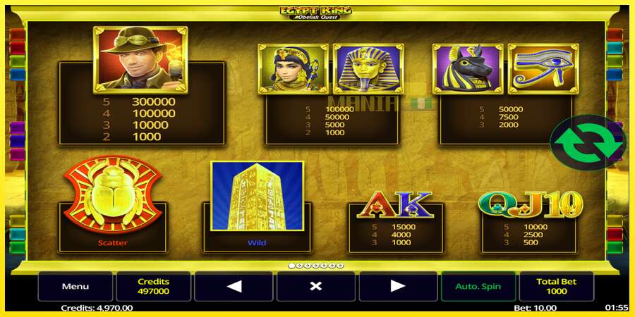 Riktiga pengar med en spelautomat Egypt King Obelisk Quest, bild 4