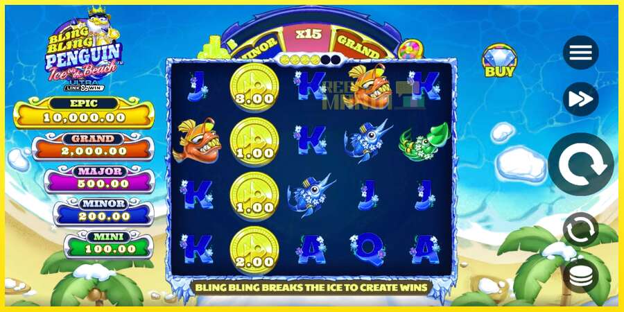 Riktiga pengar med en spelautomat Bling Bling Penguin: Ice On The Beach, bild 3