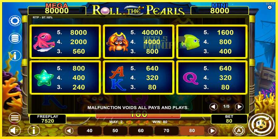 Riktiga pengar med en spelautomat Roll The Pearls Hold & Win, bild 5