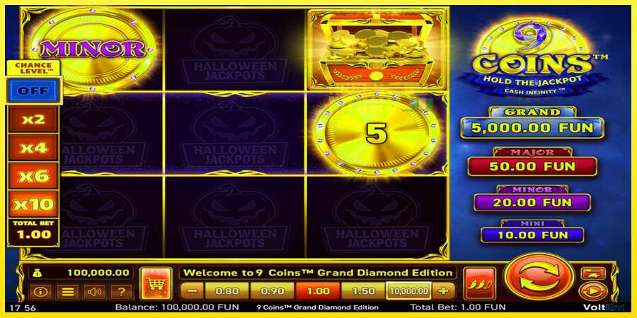 Riktiga pengar med en spelautomat 9 Coins Grand Diamond Edition Halloween Jackpots, bild 2