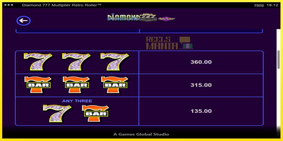 Riktiga pengar med en spelautomat Diamond 777 Multiplier Retro Roller, bild 6