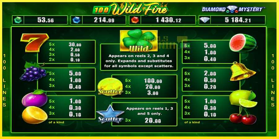 Riktiga pengar med en spelautomat Diamond Mystery 100 Wild Fire, bild 4