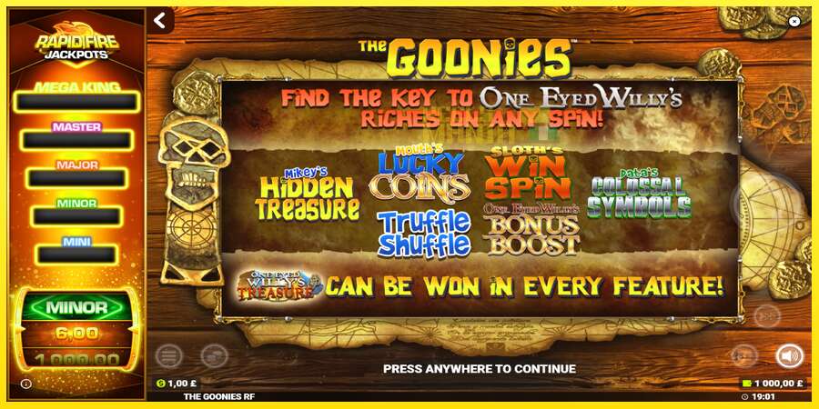 Riktiga pengar med en spelautomat The Goonies Deluxe Rapid Fire Jackpots, bild 1