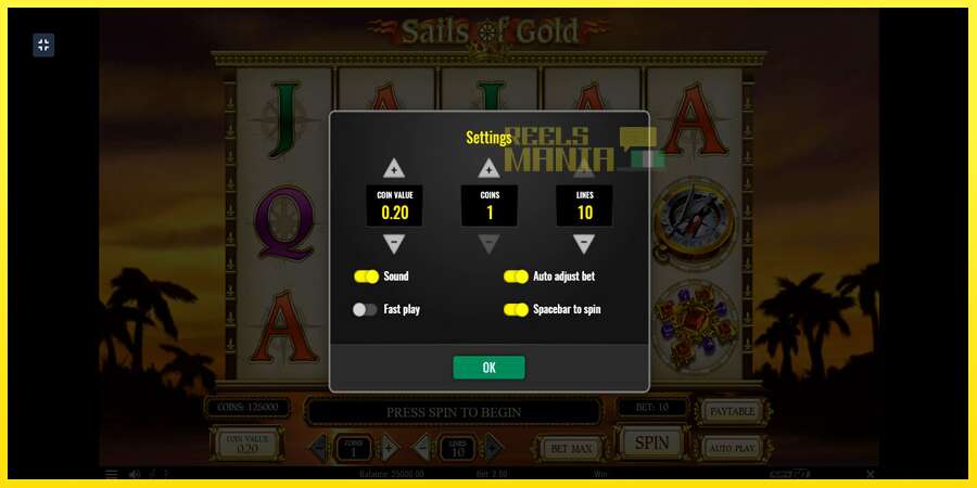 Riktiga pengar med en spelautomat Sails of Gold, bild 2