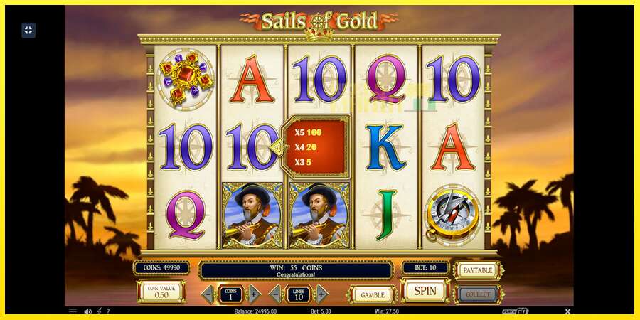 Riktiga pengar med en spelautomat Sails of Gold, bild 4