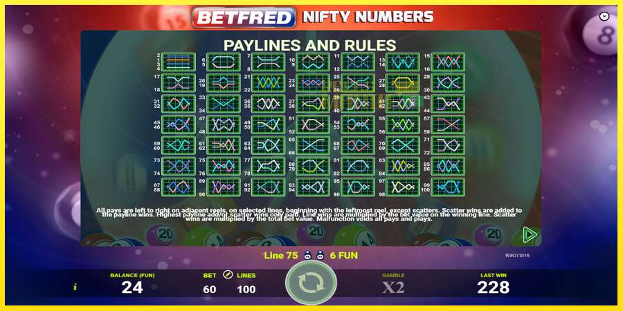 Riktiga pengar med en spelautomat Betfred Nifty Numbers, bild 7