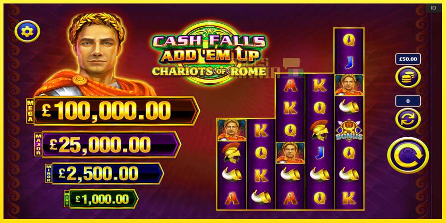 Riktiga pengar med en spelautomat Cash Falls: Add Em Up Chariots of Rome, bild 2