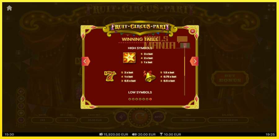 Riktiga pengar med en spelautomat Fruit Circus Party, bild 7