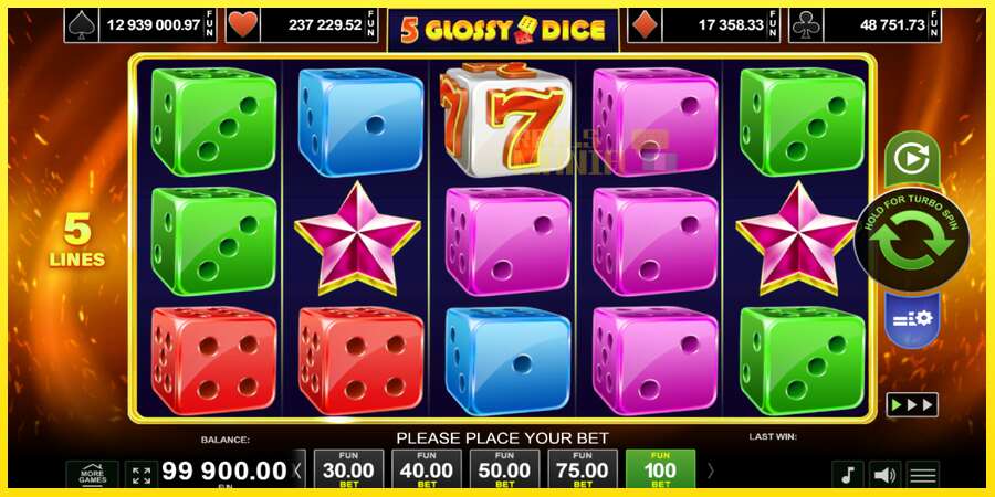 Riktiga pengar med en spelautomat 5 Glossy Dice, bild 1