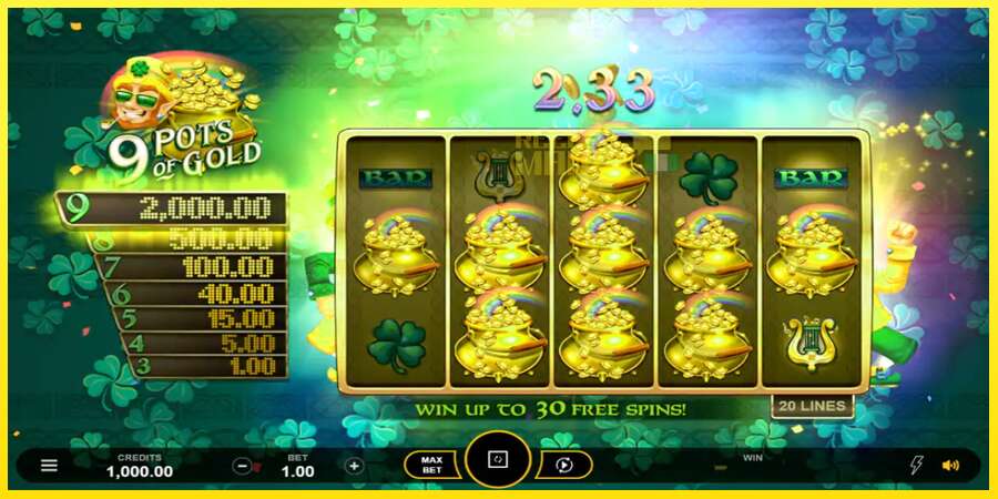 Riktiga pengar med en spelautomat 9 Pots of Gold Land & Win, bild 5