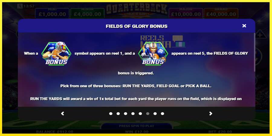 Riktiga pengar med en spelautomat Quarterback Fields of Glory, bild 7