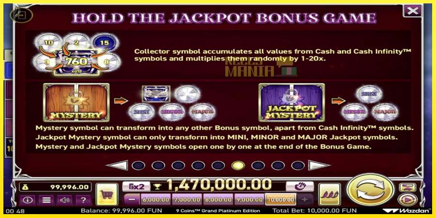 Riktiga pengar med en spelautomat 9 Coins Grand Platinum Edition Score The Jackpot, bild 5