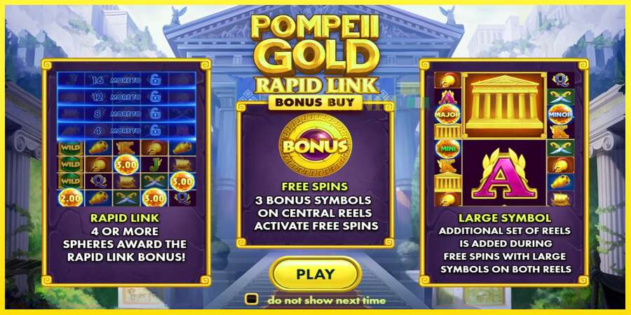 Riktiga pengar med en spelautomat Pompeii Gold Rapid Link Bonus Buy, bild 1