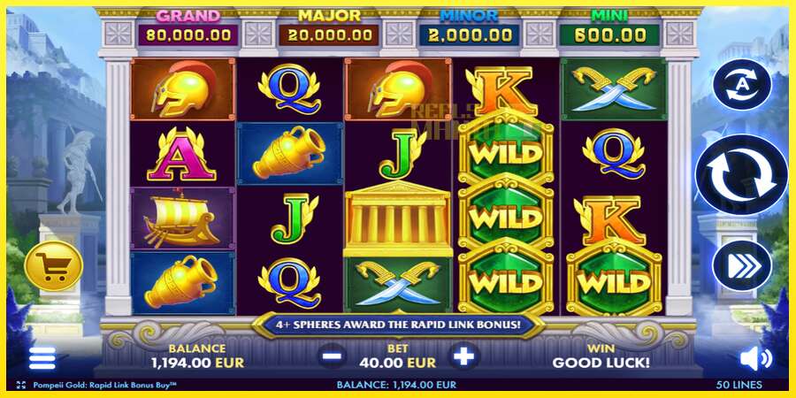 Riktiga pengar med en spelautomat Pompeii Gold Rapid Link Bonus Buy, bild 2