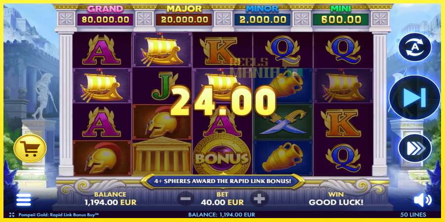 Riktiga pengar med en spelautomat Pompeii Gold Rapid Link Bonus Buy, bild 3