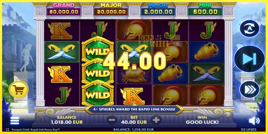 Riktiga pengar med en spelautomat Pompeii Gold Rapid Link Bonus Buy, bild 4