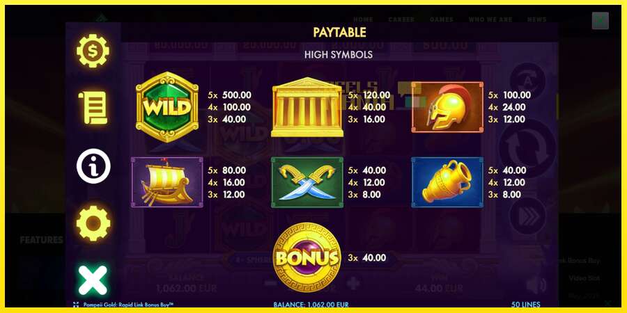 Riktiga pengar med en spelautomat Pompeii Gold Rapid Link Bonus Buy, bild 6