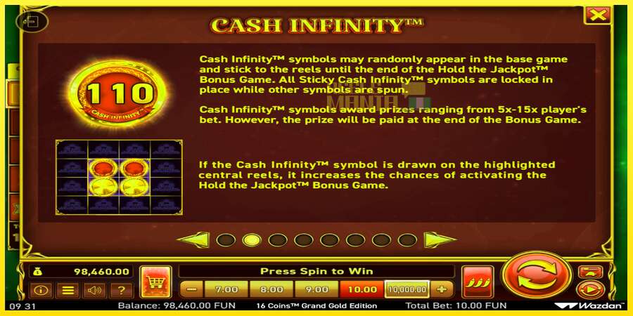 Riktiga pengar med en spelautomat 16 Coins Grand Gold Edition Score The Jackpot, bild 5