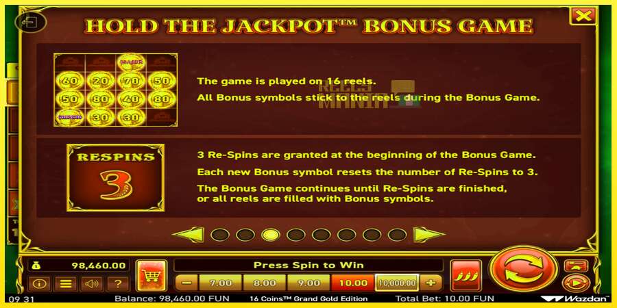 Riktiga pengar med en spelautomat 16 Coins Grand Gold Edition Score The Jackpot, bild 6