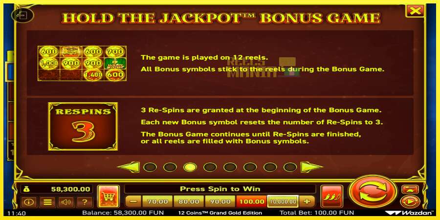 Riktiga pengar med en spelautomat 12 Coins Grand Gold Edition Score The Jackpot, bild 6