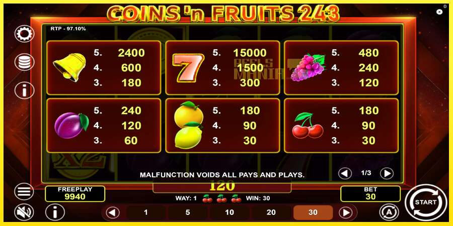 Riktiga pengar med en spelautomat Coinsn Fruits 243, bild 5