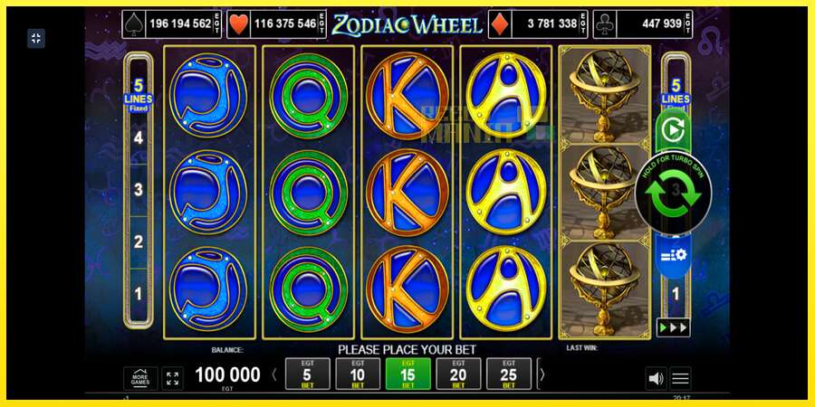 Riktiga pengar med en spelautomat Zodiac Wheel, bild 1