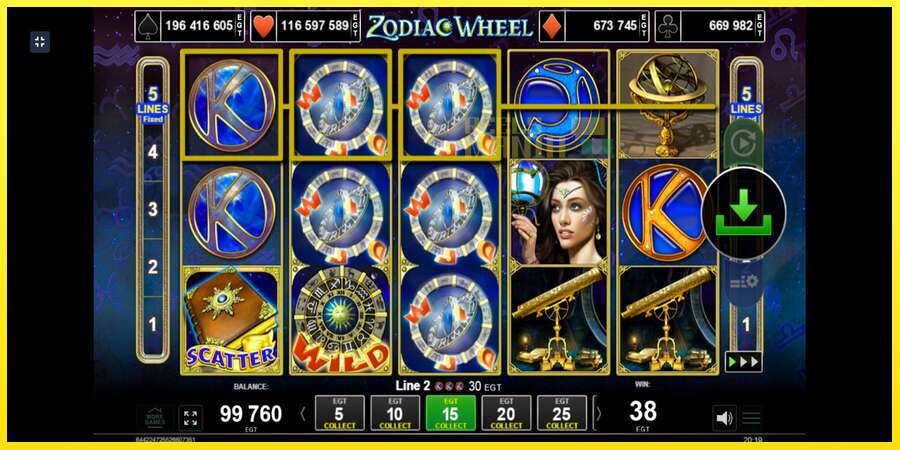 Riktiga pengar med en spelautomat Zodiac Wheel, bild 3