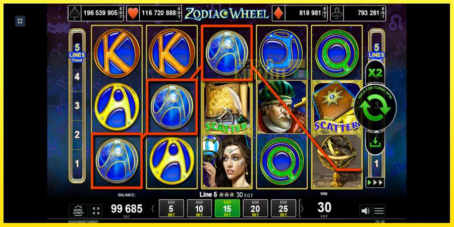 Riktiga pengar med en spelautomat Zodiac Wheel, bild 4