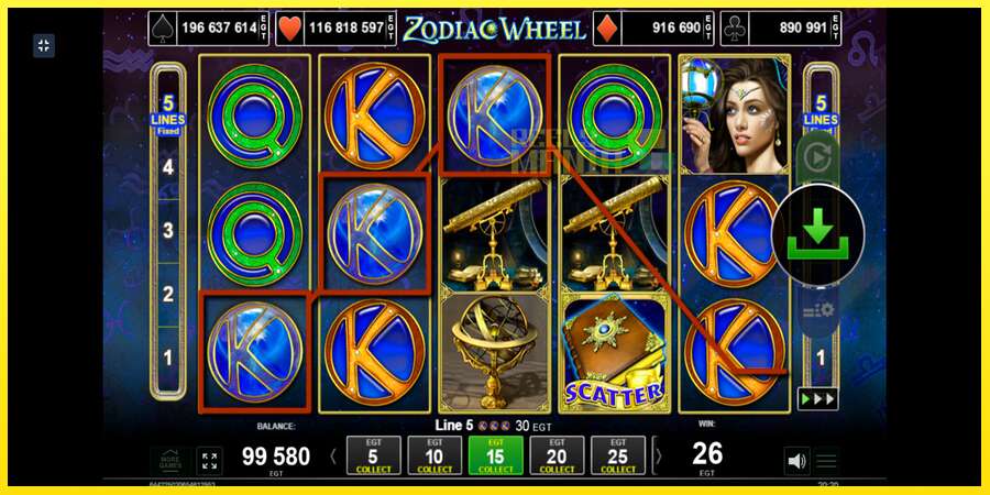 Riktiga pengar med en spelautomat Zodiac Wheel, bild 5