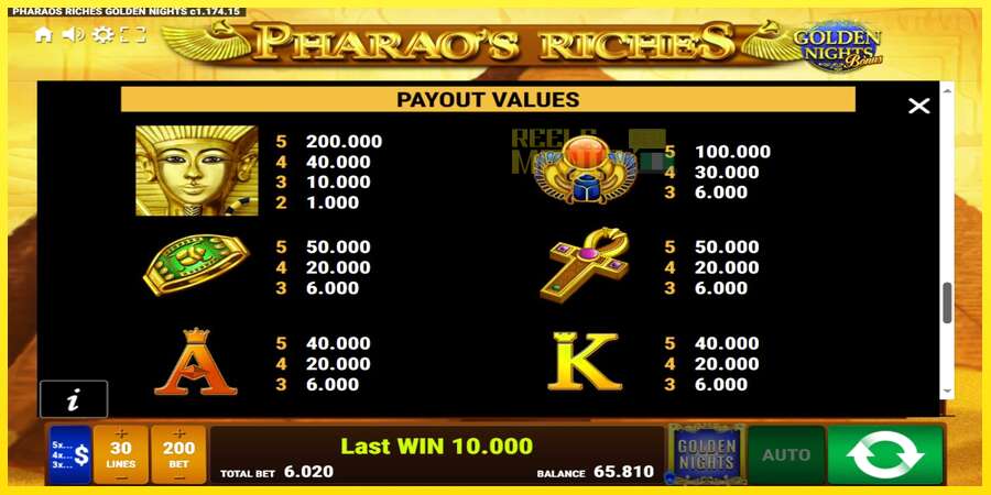 Riktiga pengar med en spelautomat Pharaos Riches Golden Nights, bild 6