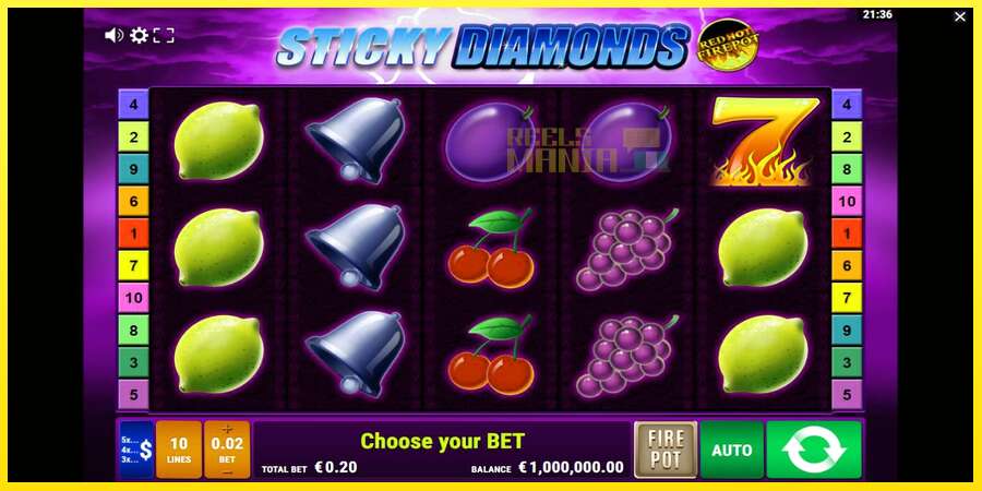 Riktiga pengar med en spelautomat Sticky Diamonds Red Hot Firepot, bild 1