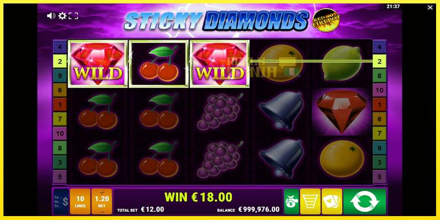 Riktiga pengar med en spelautomat Sticky Diamonds Red Hot Firepot, bild 2