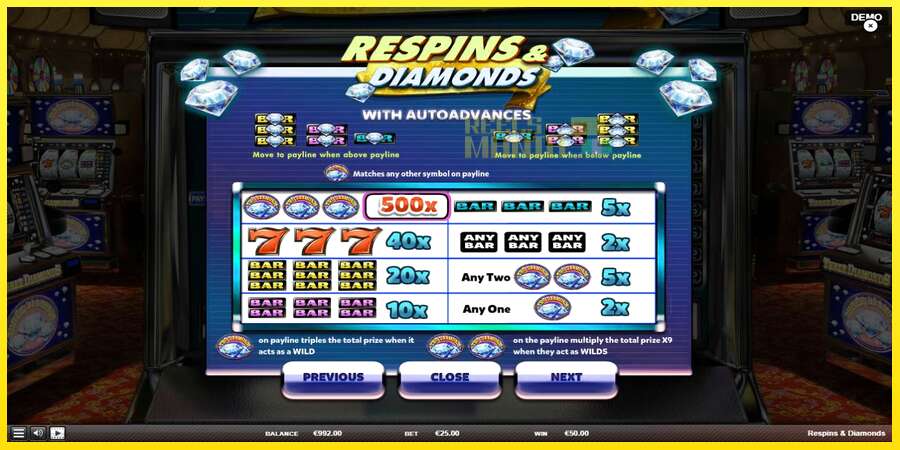 Riktiga pengar med en spelautomat Respins Diamonds, bild 5