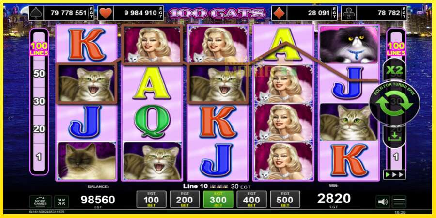 Riktiga pengar med en spelautomat 100 Cats, bild 3