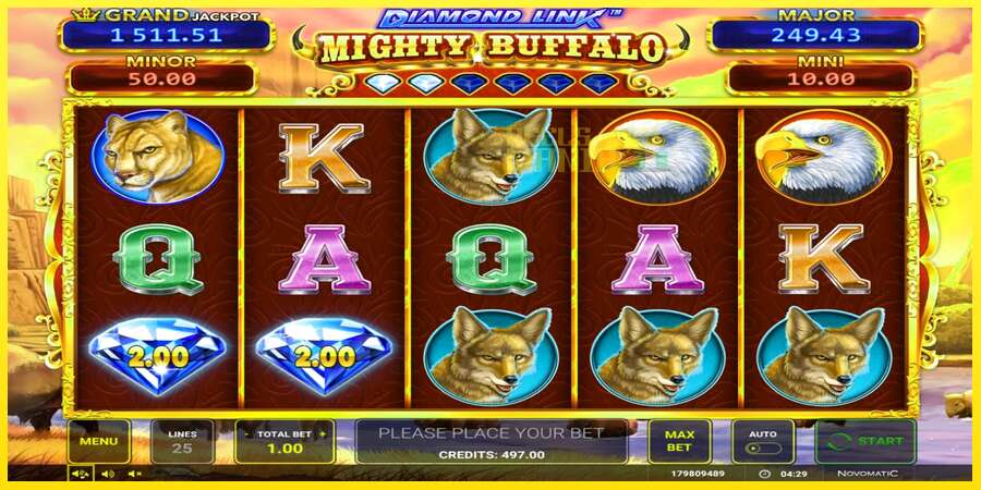 Riktiga pengar med en spelautomat Diamond Link Mighty Buffalo, bild 1