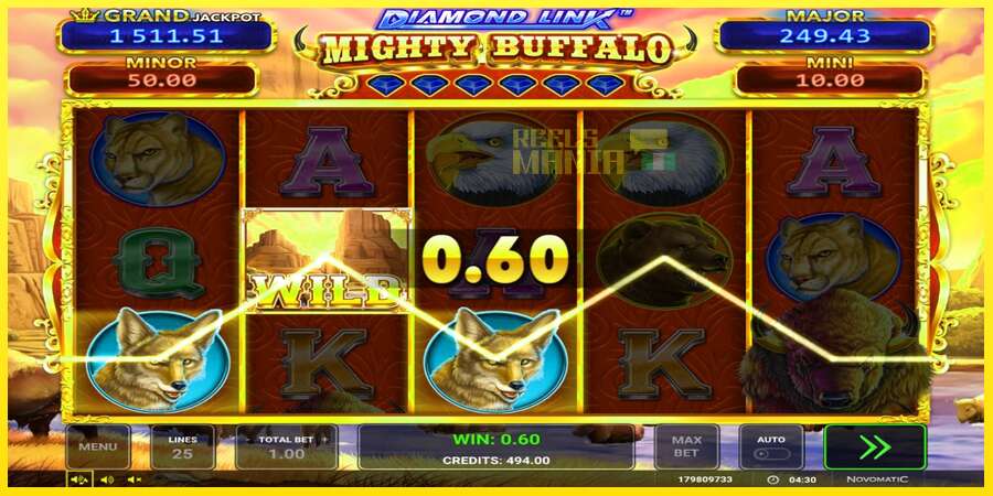 Riktiga pengar med en spelautomat Diamond Link Mighty Buffalo, bild 2