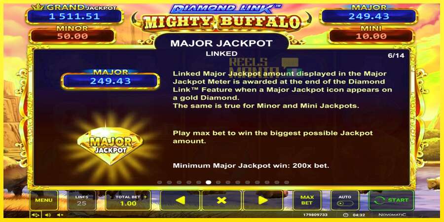 Riktiga pengar med en spelautomat Diamond Link Mighty Buffalo, bild 4