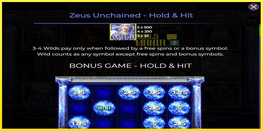 Riktiga pengar med en spelautomat Zeus Unchained - Hold & Hit, bild 4