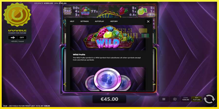 Riktiga pengar med en spelautomat Juicy Rolls: Feature Frenzy, bild 6