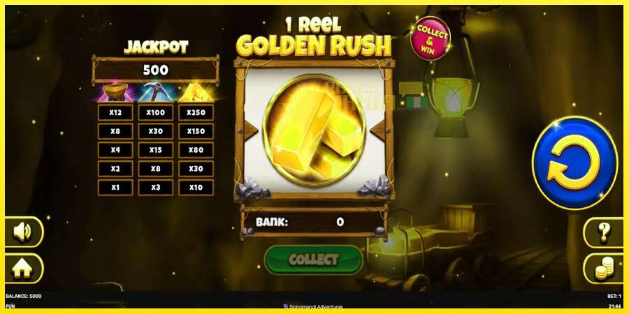 Riktiga pengar med en spelautomat 1 Reel Golden Rush, bild 2