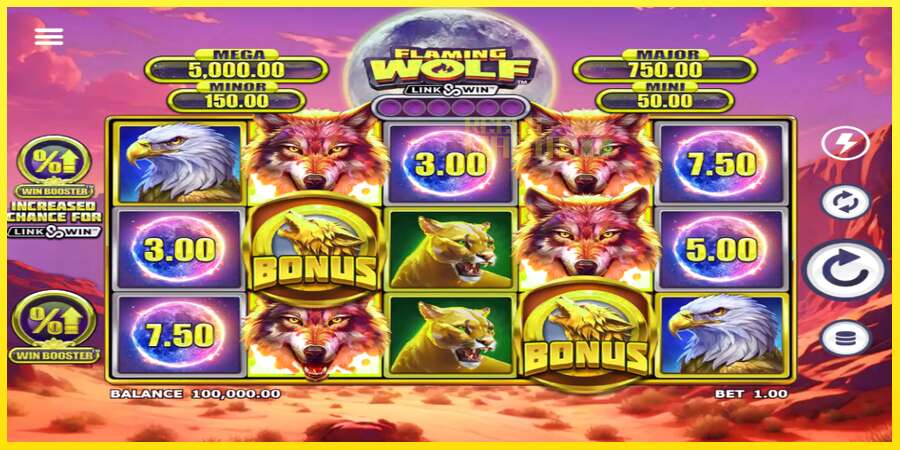 Riktiga pengar med en spelautomat Flaming Wolf Link & Win, bild 2