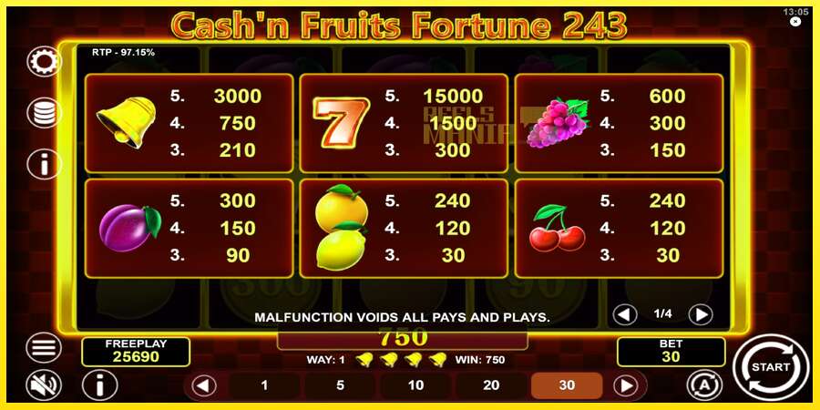 Riktiga pengar med en spelautomat Cashn Fruits Fortune 243, bild 6