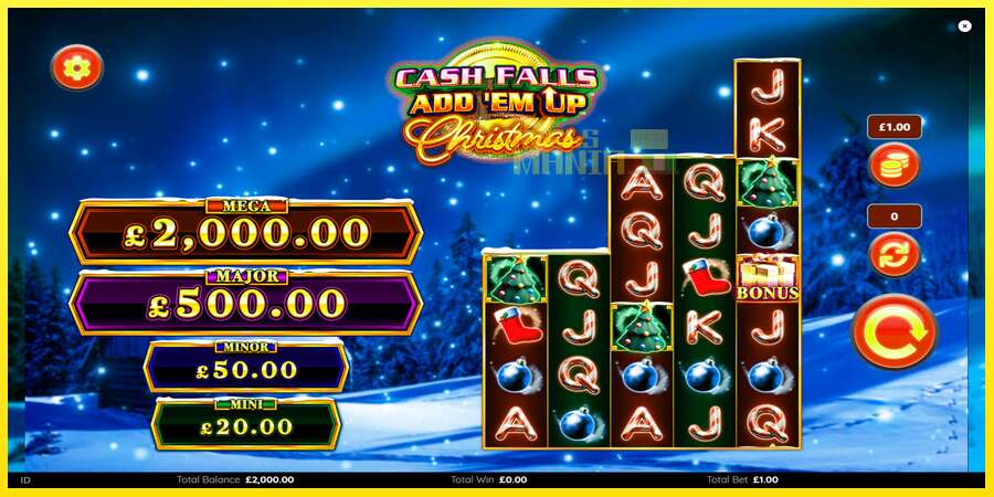 Riktiga pengar med en spelautomat Cash Falls: Add Em Up Christmas, bild 1