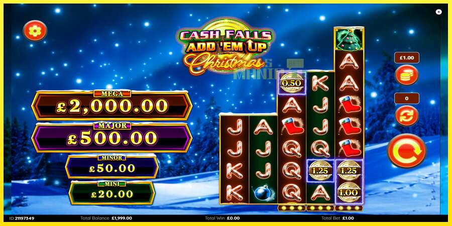 Riktiga pengar med en spelautomat Cash Falls: Add Em Up Christmas, bild 2